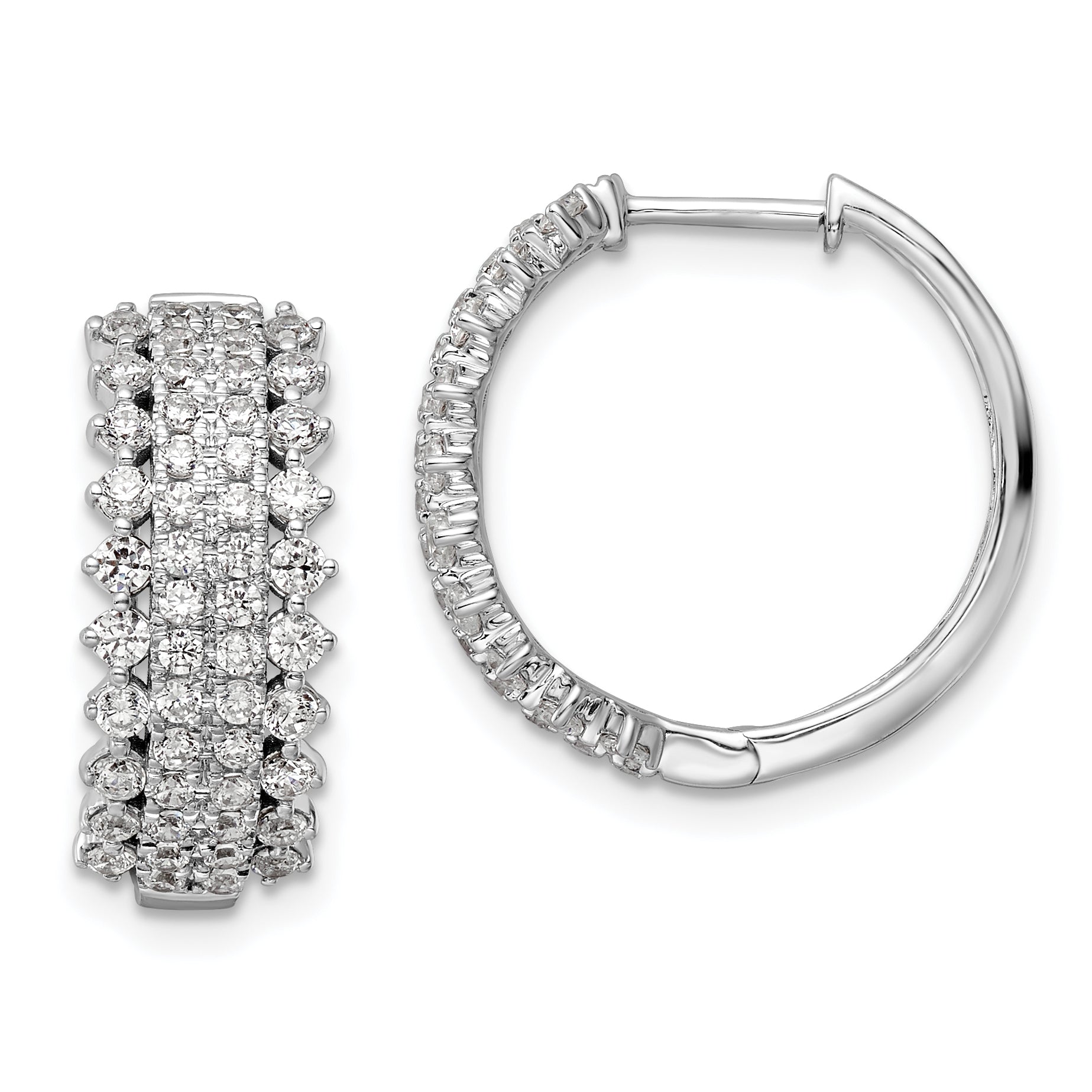 14K White Gold Lab Grown Diamond Vs/Si Fgh Hinged Hoop Earrings