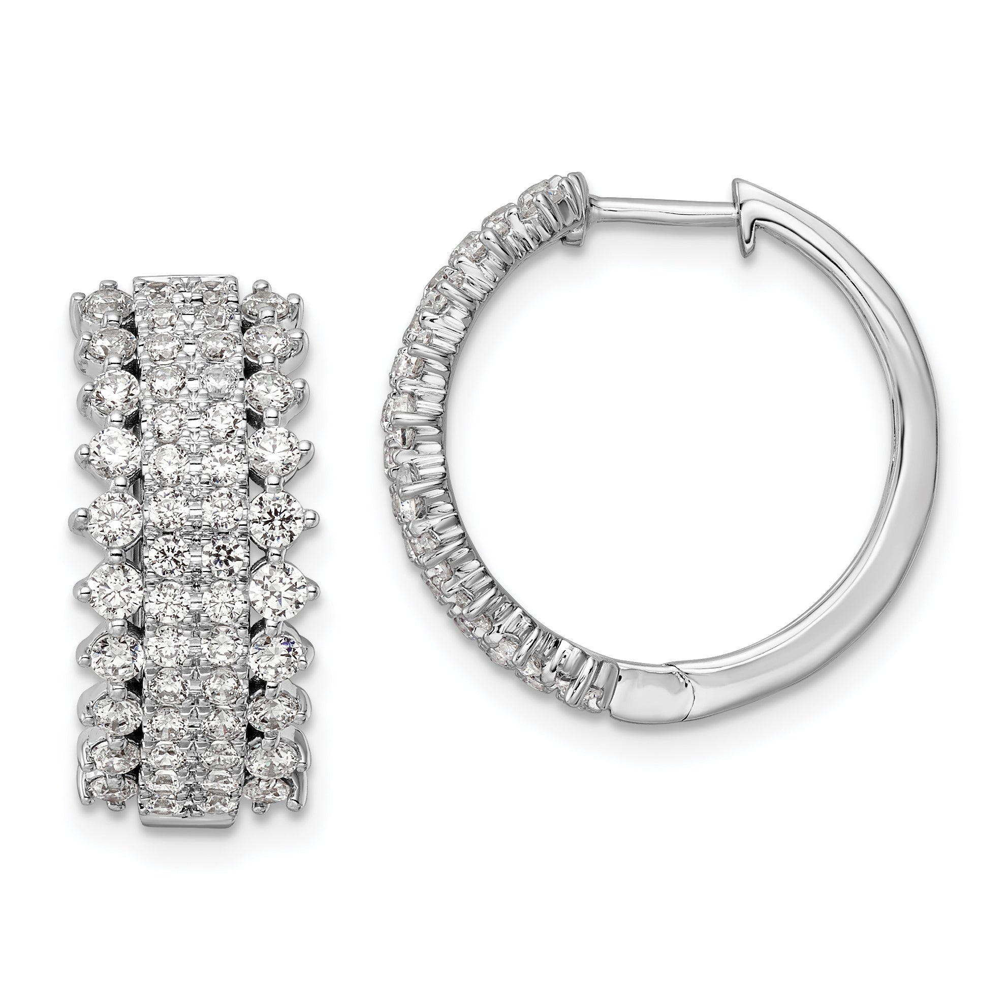 14K White Gold Lab Grown Diamond Vs/Si Fgh Hinged Hoop Earrings