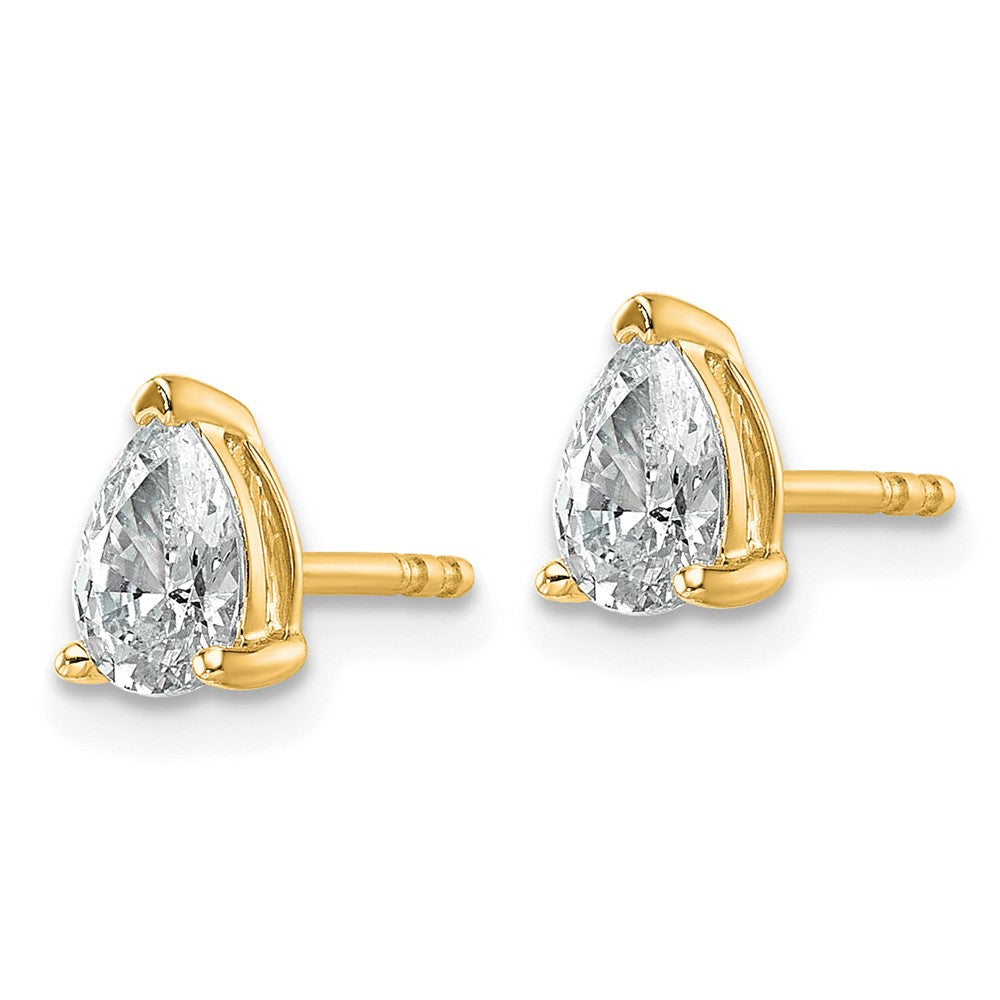 14ky LG Diamond VS/SI FGH .75 ct Pear 3 Prong Earrings