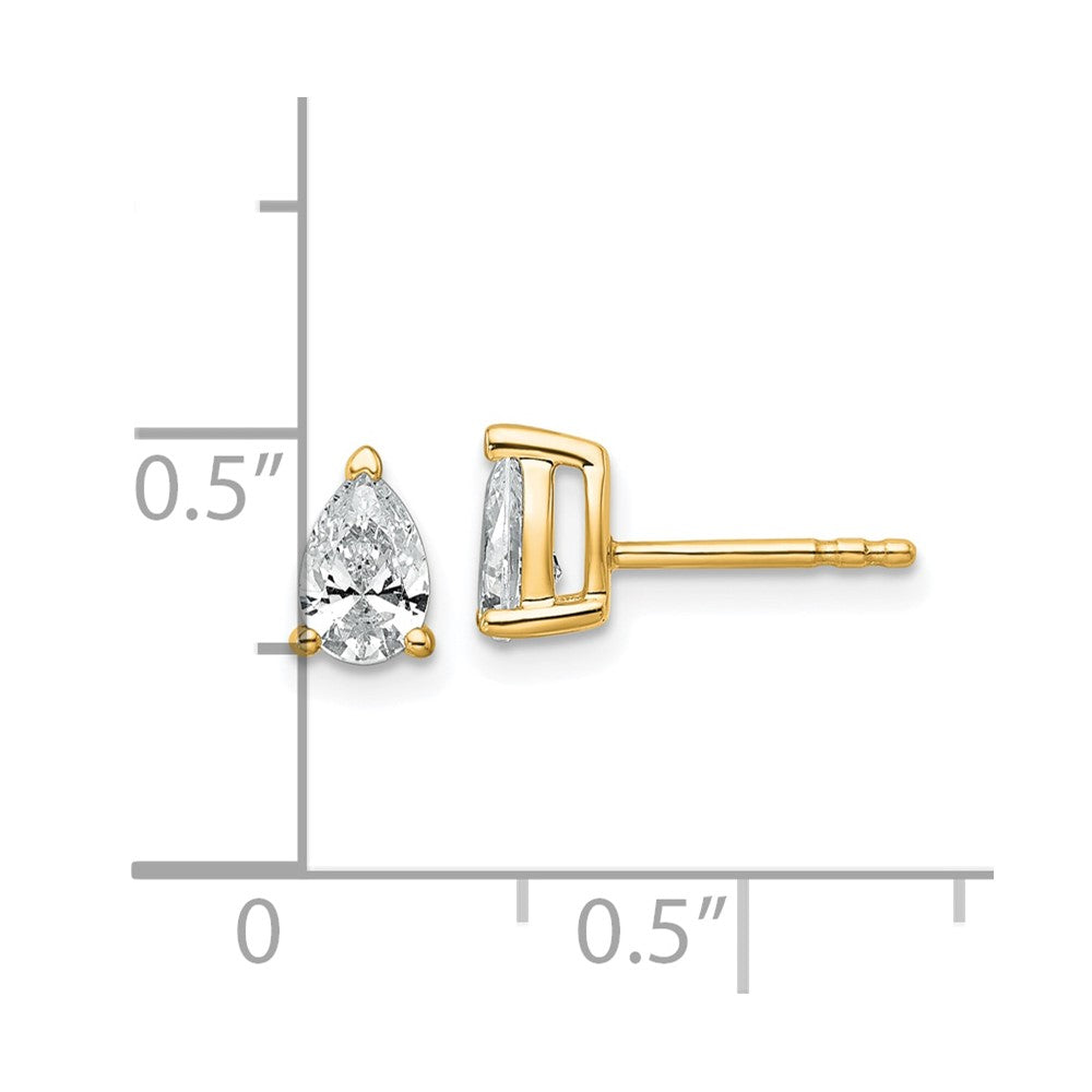 14ky LG Diamond VS/SI FGH .75 ct Pear 3 Prong Earrings