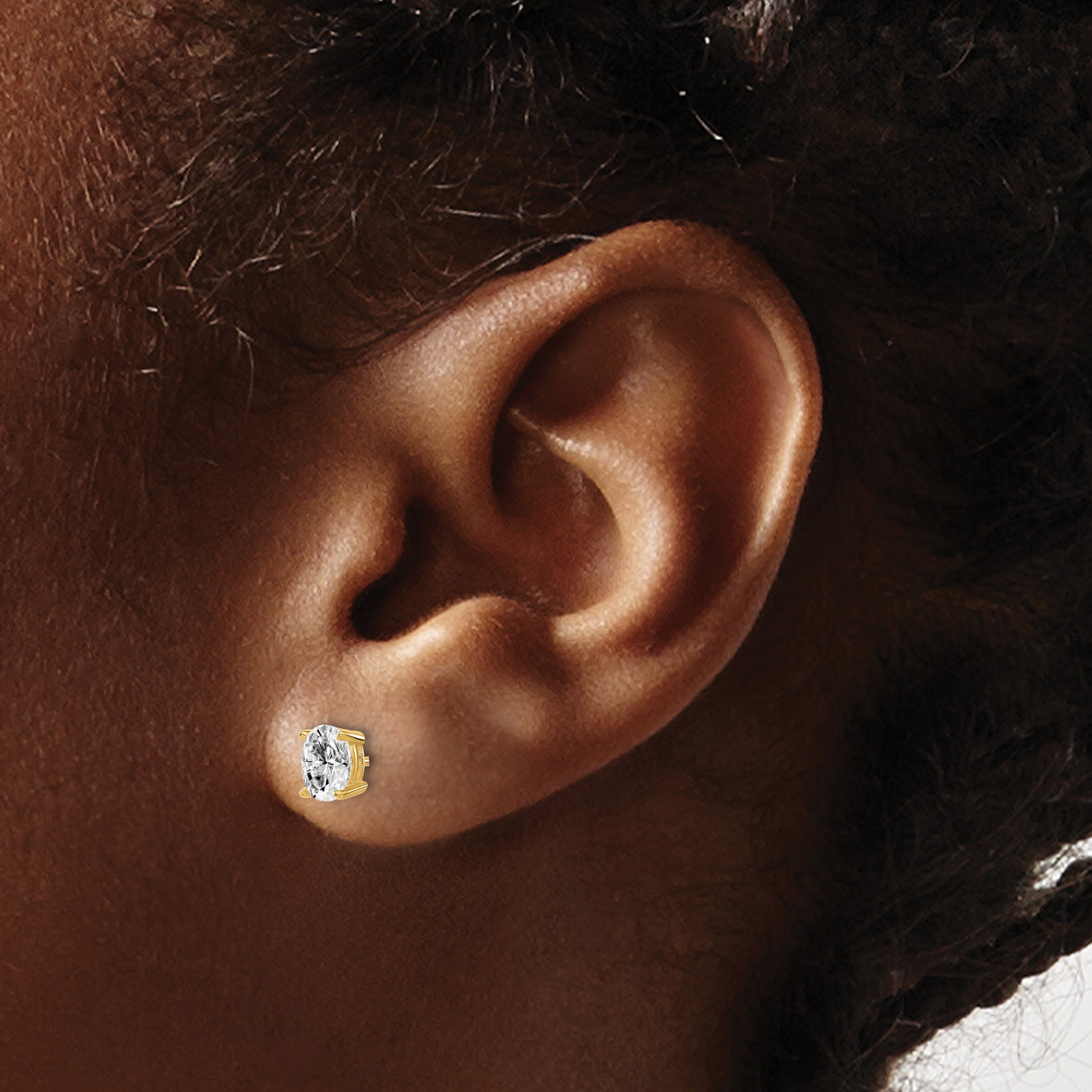 14K 2/3 Carat Total Weight Oval Vs/Si Gh Lab Grown Diamond Stud Post Earrings