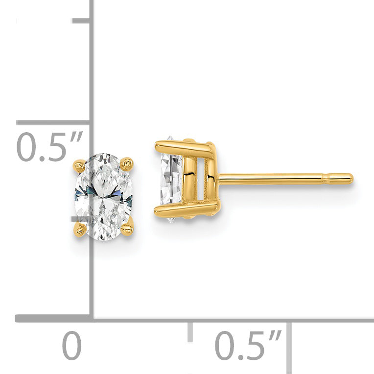 14K 2/3 Carat Total Weight Oval Vs/Si Gh Lab Grown Diamond Stud Post Earrings