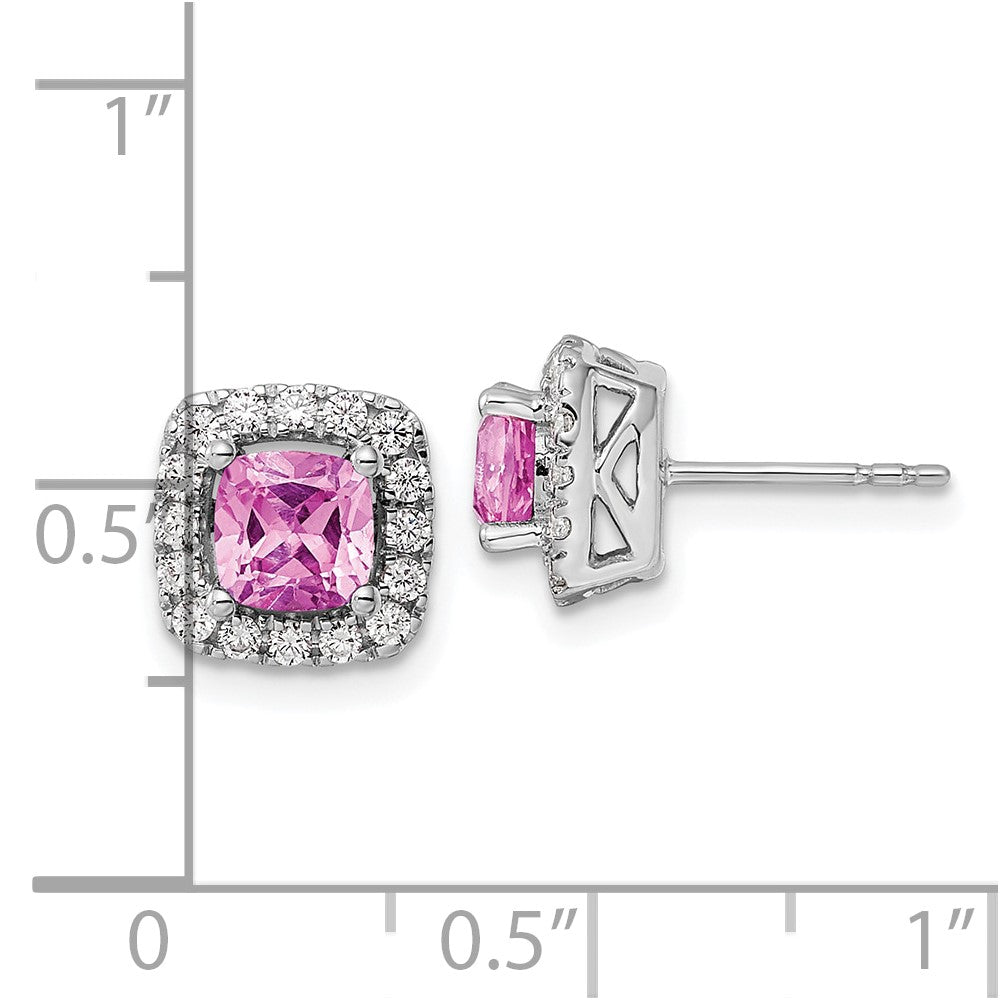 14K White Gold Lab Grown VS/SI FGH Dia  Diamond and Created Pink Sapphire H