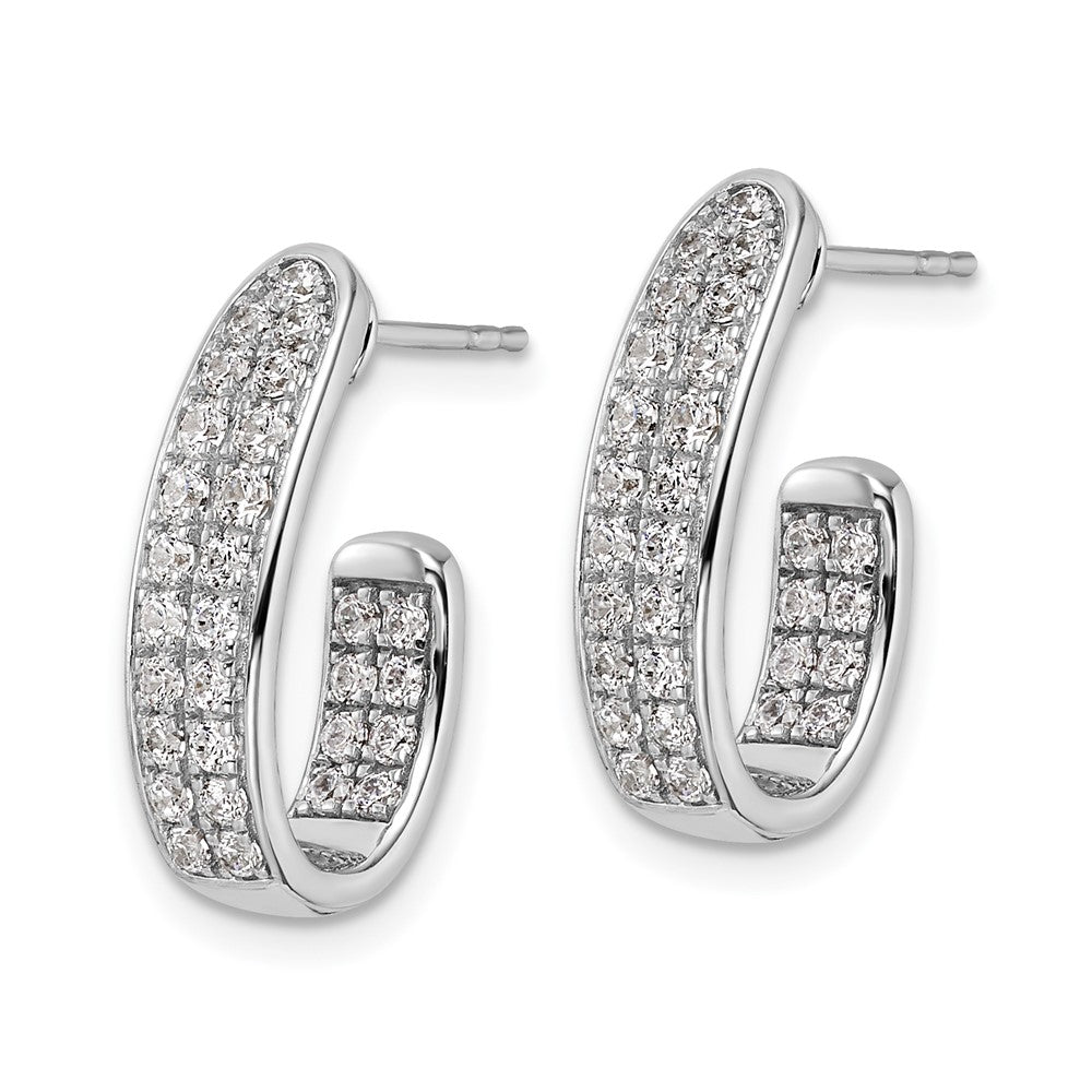 14K White Gold Lab Grown Diamond VS/SI FGH In and Out J-Hoop Earring