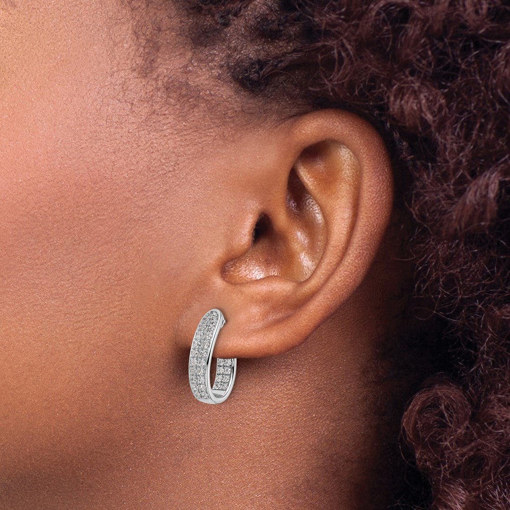 14K White Gold Lab Grown Diamond VS/SI FGH In and Out J-Hoop Earring