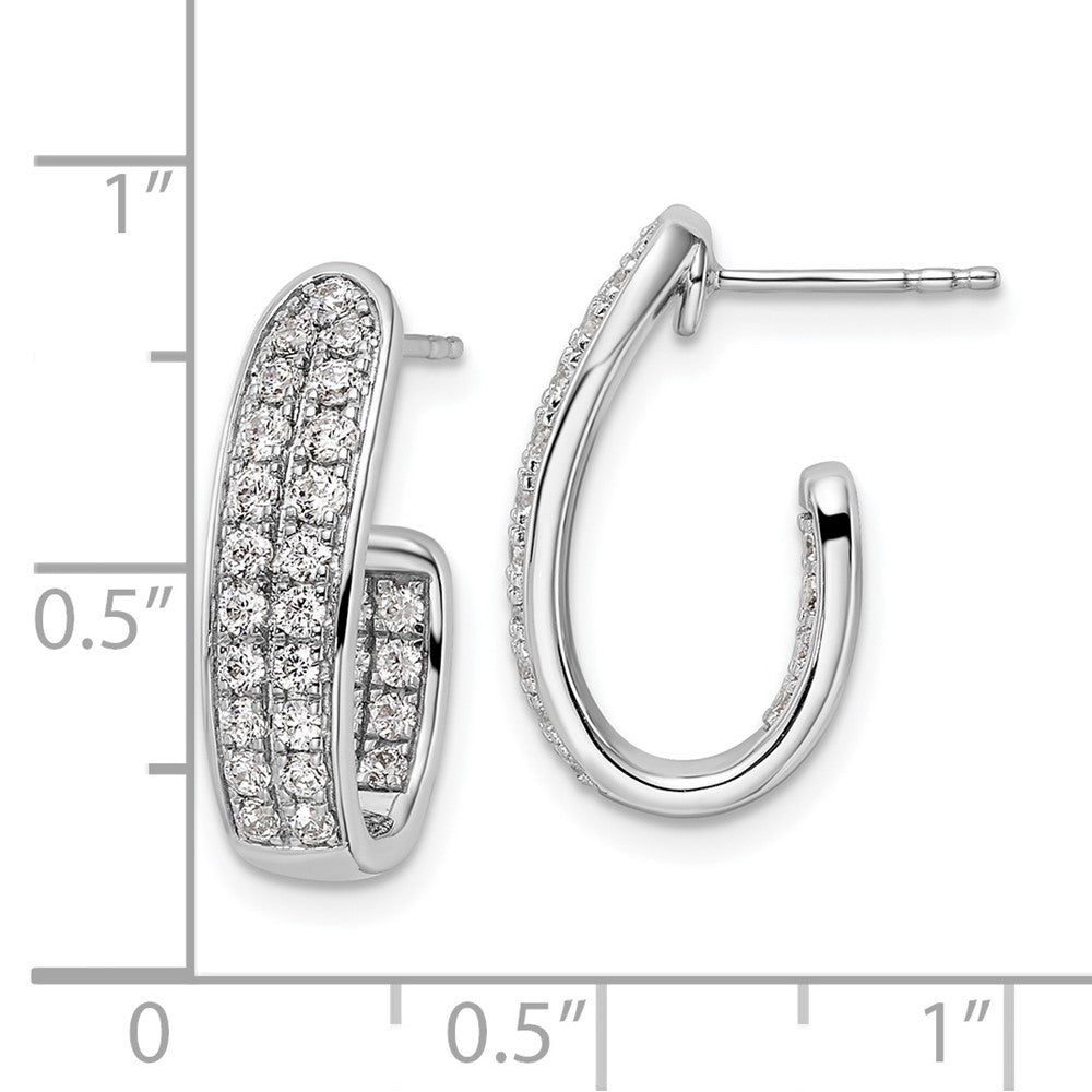 14K White Gold Lab Grown Diamond VS/SI FGH In and Out J-Hoop Earring