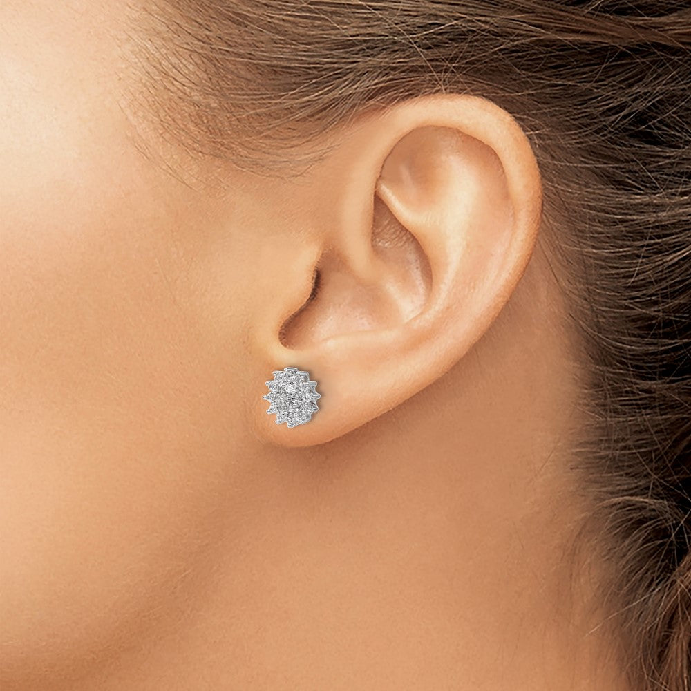 14K White Gold Lab Grown Diamond VS/SI FGH Cluster Post Earrings
