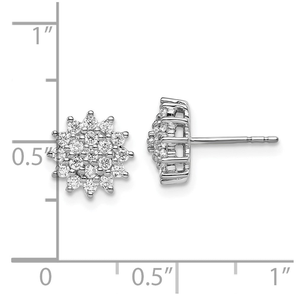 14K White Gold Lab Grown Diamond VS/SI FGH Cluster Post Earrings