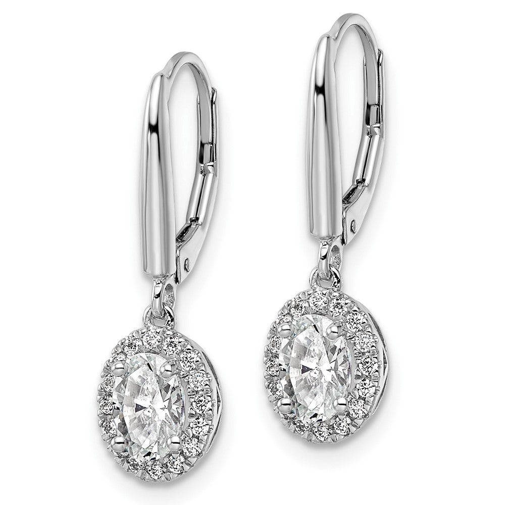 14K White Gold Lab Grown VS/SI FGH Dia Halo Leverback Earrings
