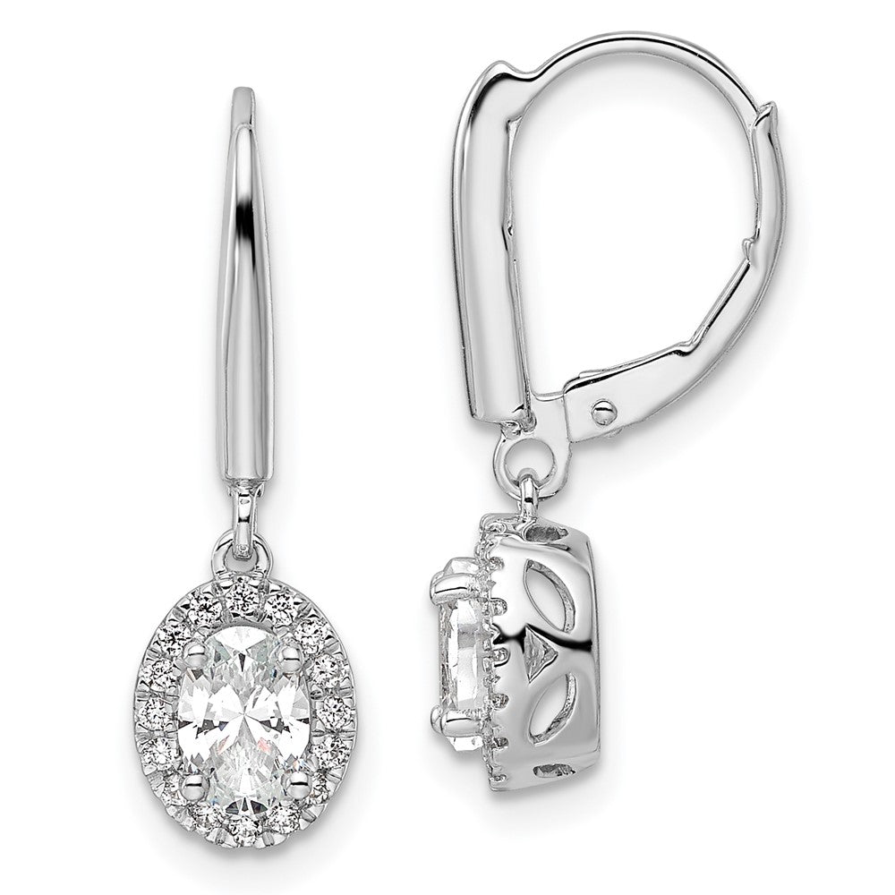 14K White Gold Lab Grown VS/SI FGH Dia Halo Leverback Earrings