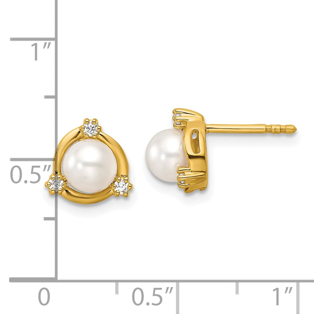 14K Lab Grown VS/SI FGH Dia & FWC Pearl Post Earrings