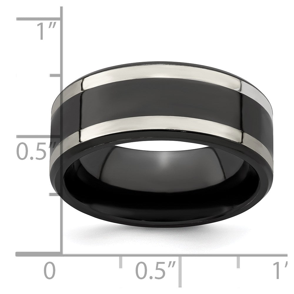 Edward Mirell Titanium Black Ti & Sterling Silver Inlay 9mm Band