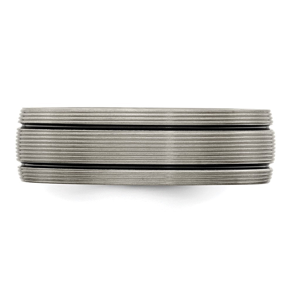 Edward Mirell Black Ti Grooves and Textured Lines 7mm Band