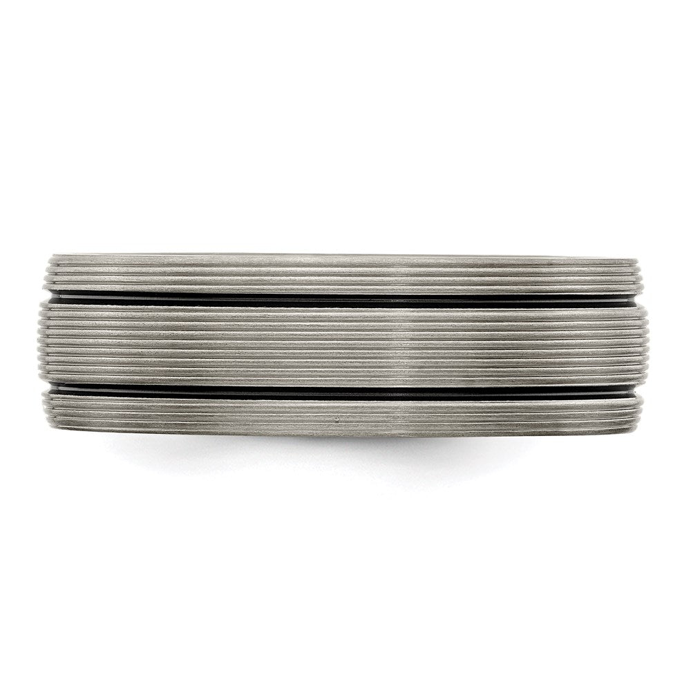 Edward Mirell Black Ti Grooves and Textured Lines 7mm Band