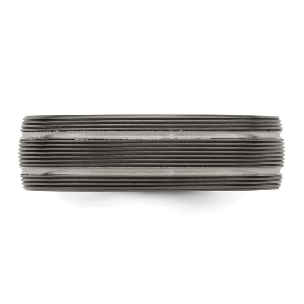Edward Mirell Titanium Black Ti Textured Lines 7mm Band