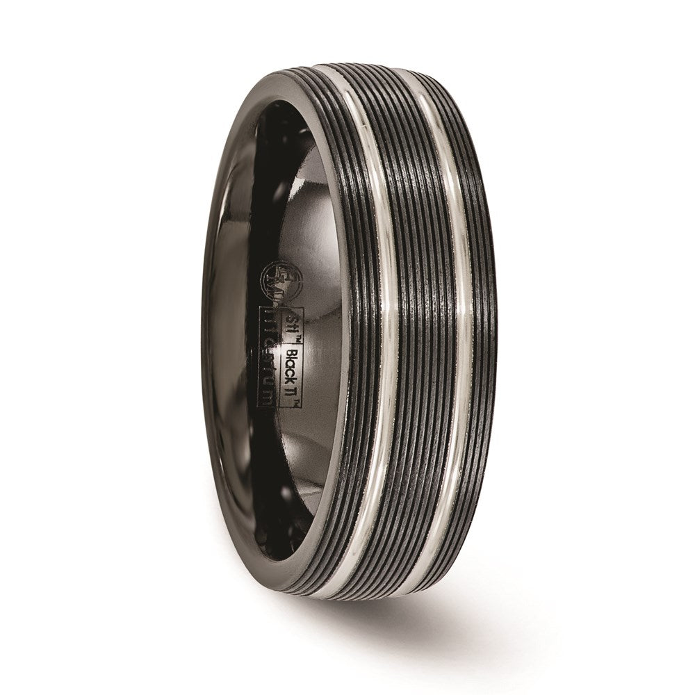 Edward Mirell Titanium Black Ti Textured Lines 7mm Band