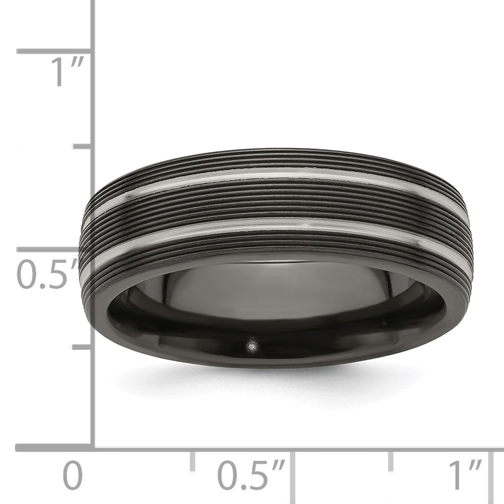 Edward Mirell Titanium Black Ti Textured Lines 7mm Band