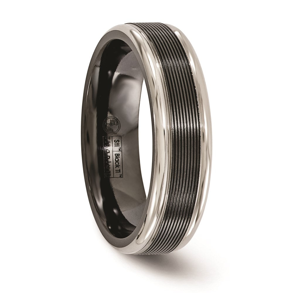 Edward Mirell Black TI -Traction Finish w/Polished Edge 6.5mm Band