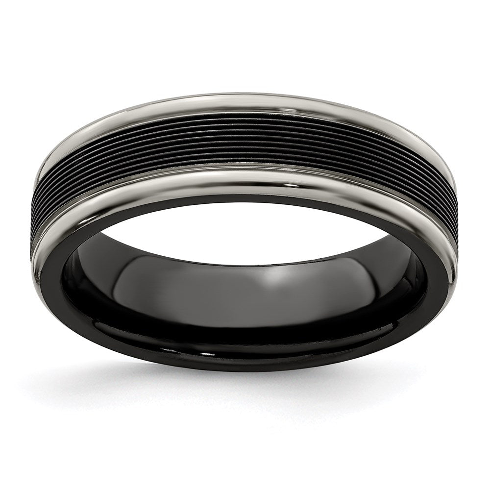 Edward Mirell Black TI -Traction Finish w/Polished Edge6.5mm Band