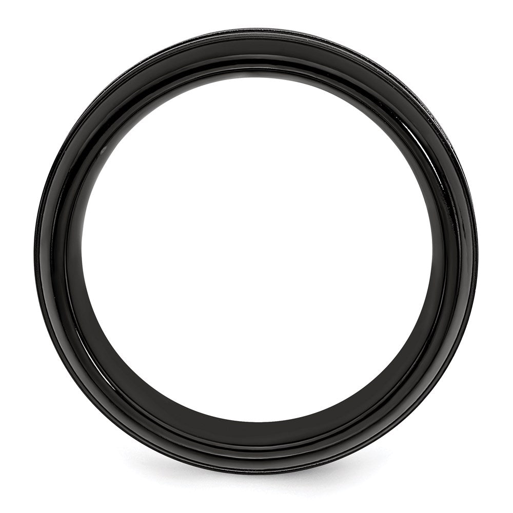 Edward Mirell Titanium Brushed/Polished/Grooved Black Ti 8mm Ring