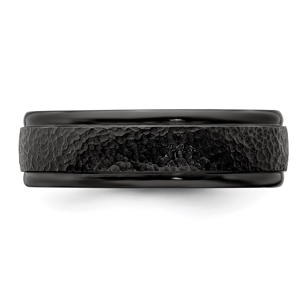 Edward Mirell Titanium Black Ti Hammered 7mm Band