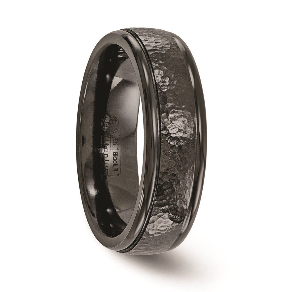 Edward Mirell Titanium Black Ti Hammered 7mm Band