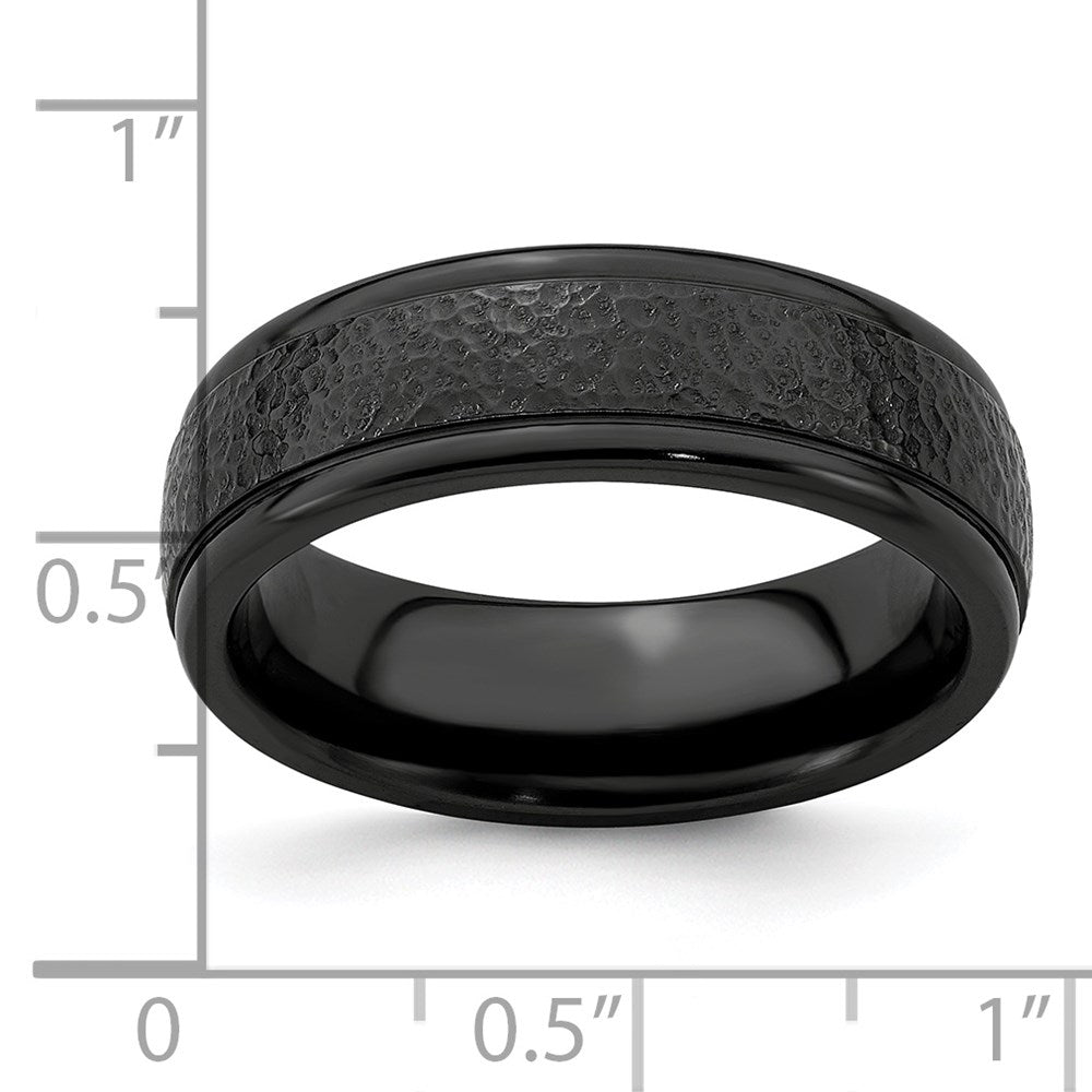 Edward Mirell Titanium Black Ti Hammered 7mm Band