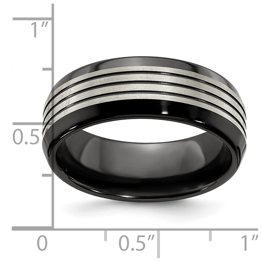 Edward Mirell Titanium Black Ti Flat Top Beveled Edge 8mm Band