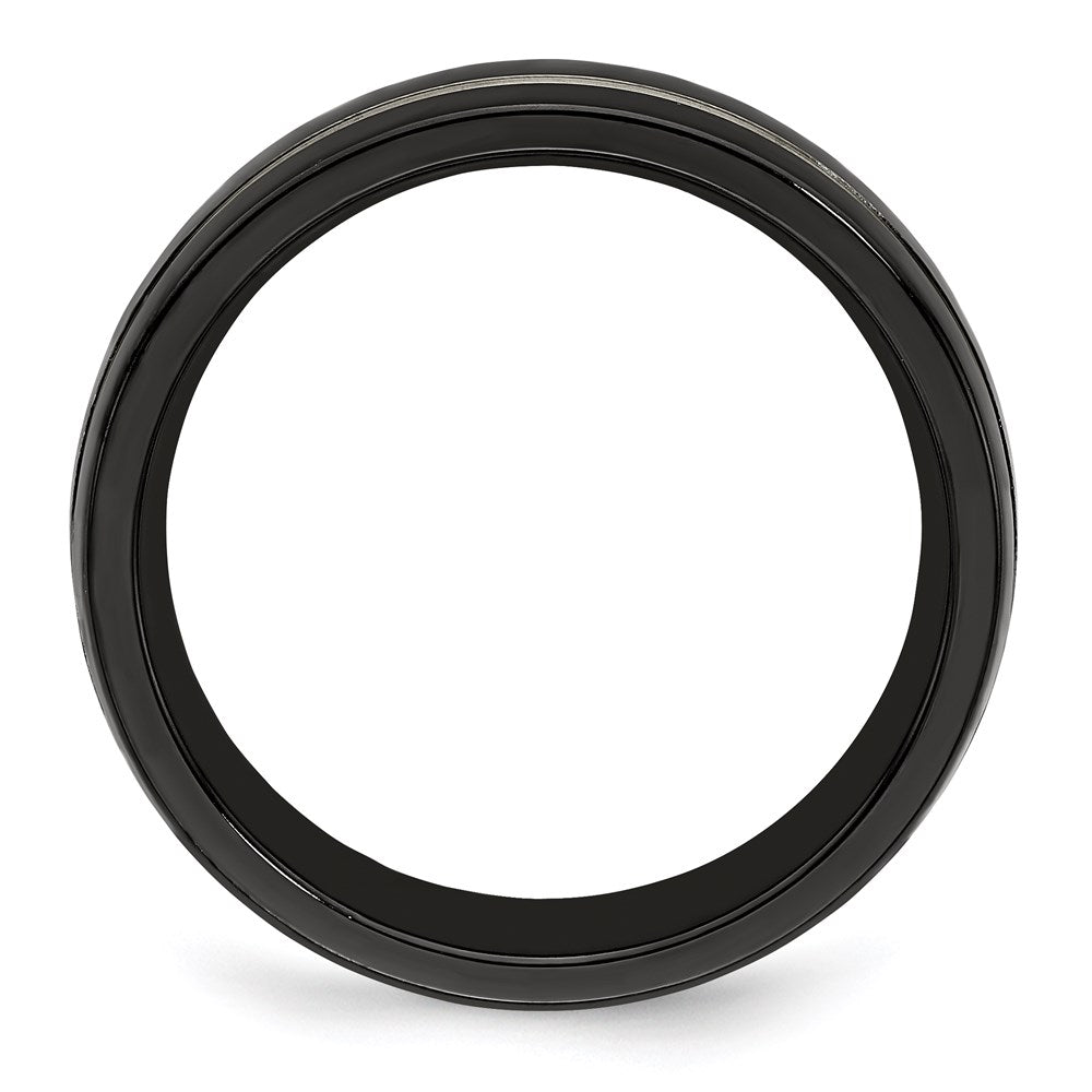 Edward Mirell Titanium Black Ti & Grey Grooved 7mm Band