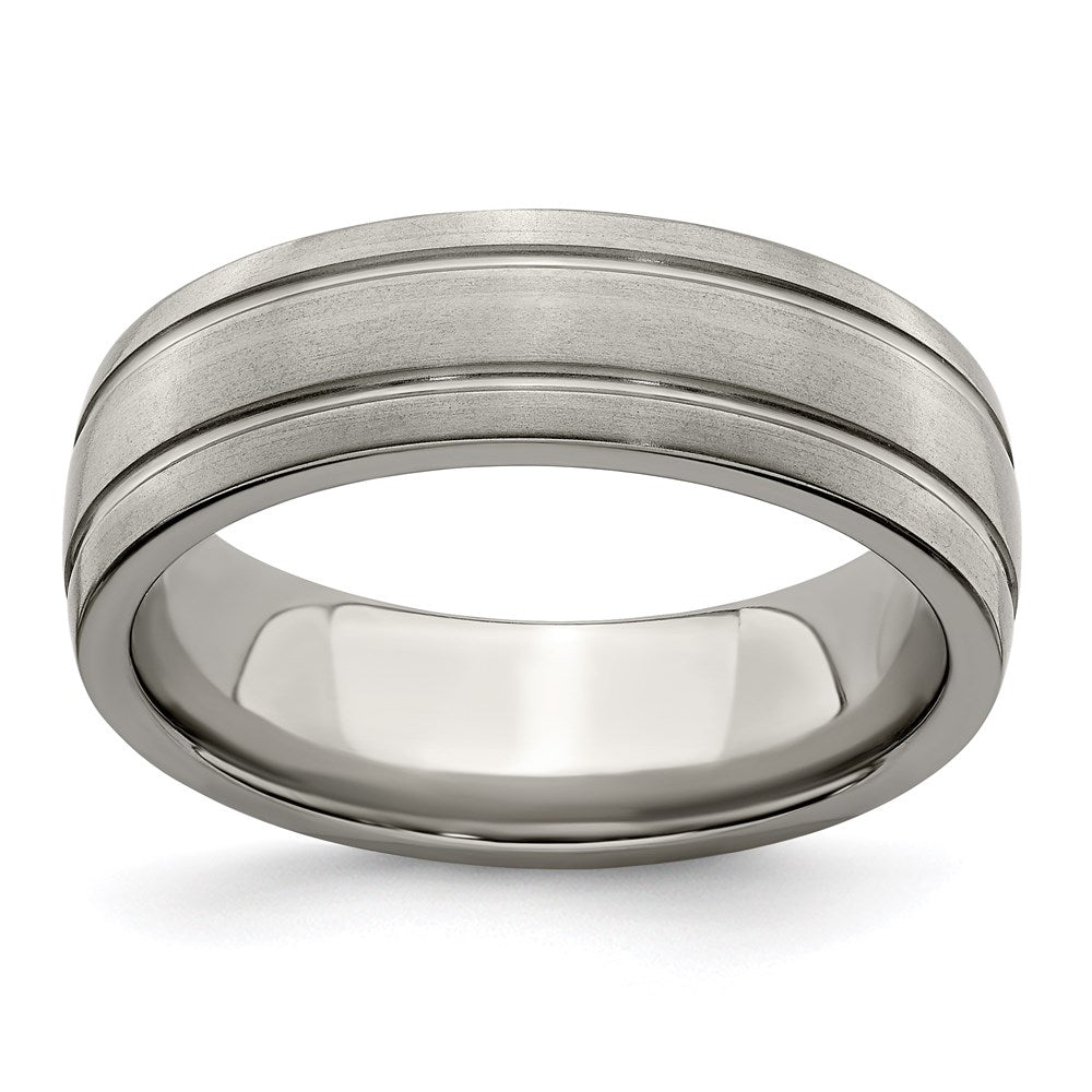 Edward Mirell Titanium Brushed/Polished Grooved 7mm Band Size 8.5