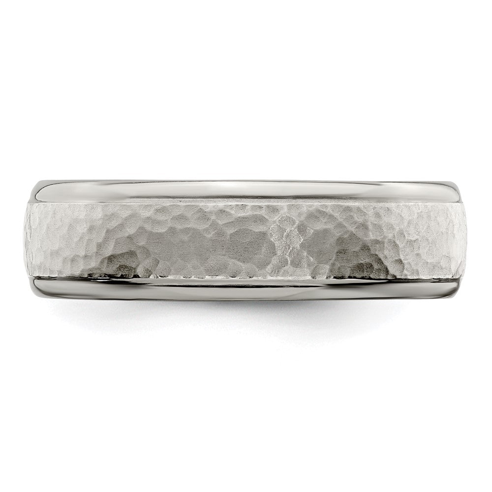 Edward Mirell Titanium Brushed & Polished Hammered 7mm Band