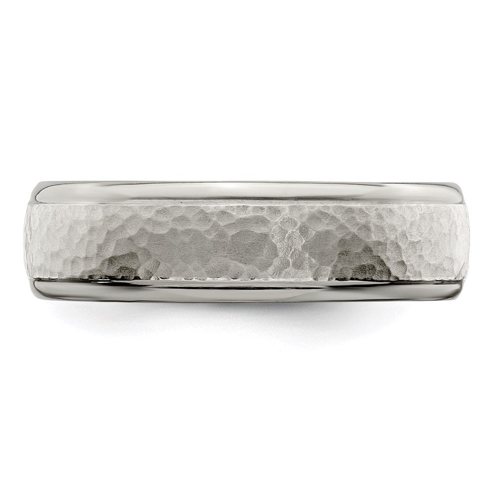 Edward Mirell Titanium Brushed & Polished Hammered 7mm Band