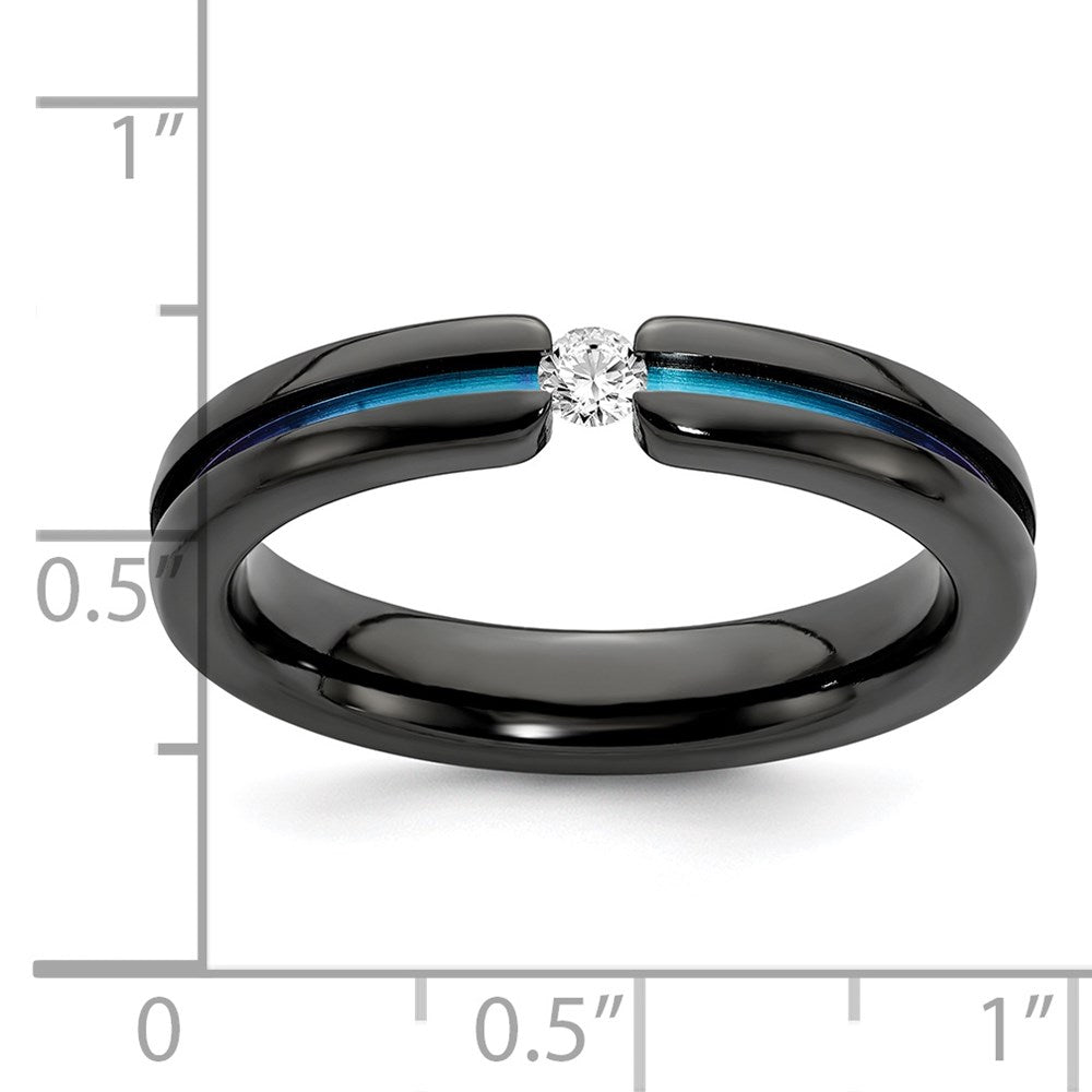 Edward Mirell Black Ti White Sapphire & Rainbow Anodized 4mm Band