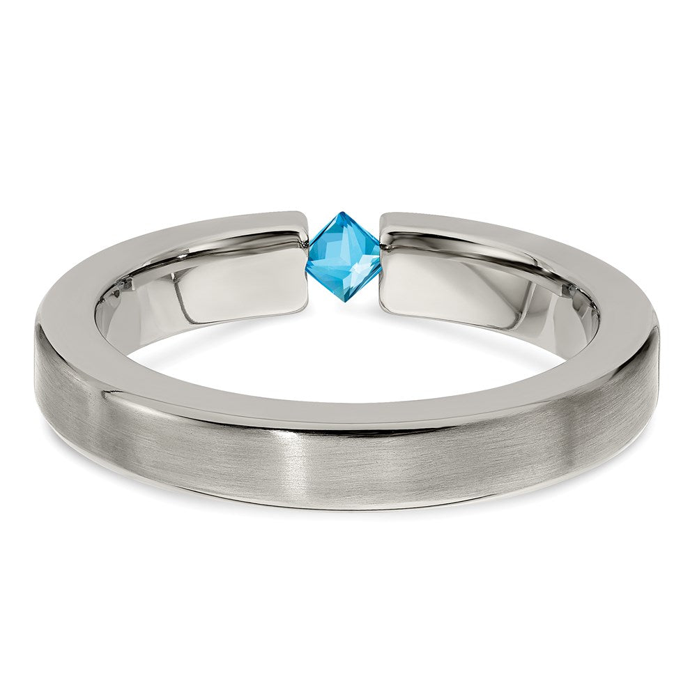 Edward Mirell Titanium Brushed Blue Topaz 4mm Band