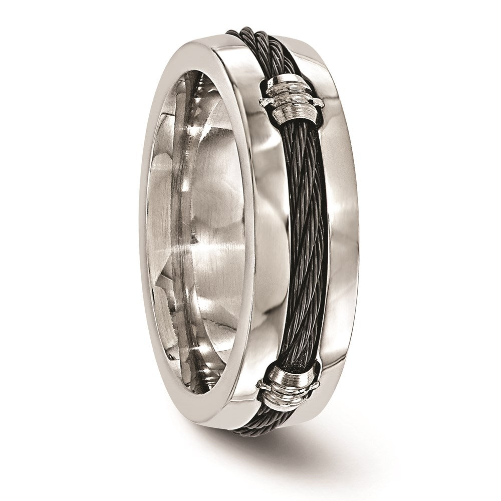 Edward Mirell Titanium & Cable Polished 7mm Band