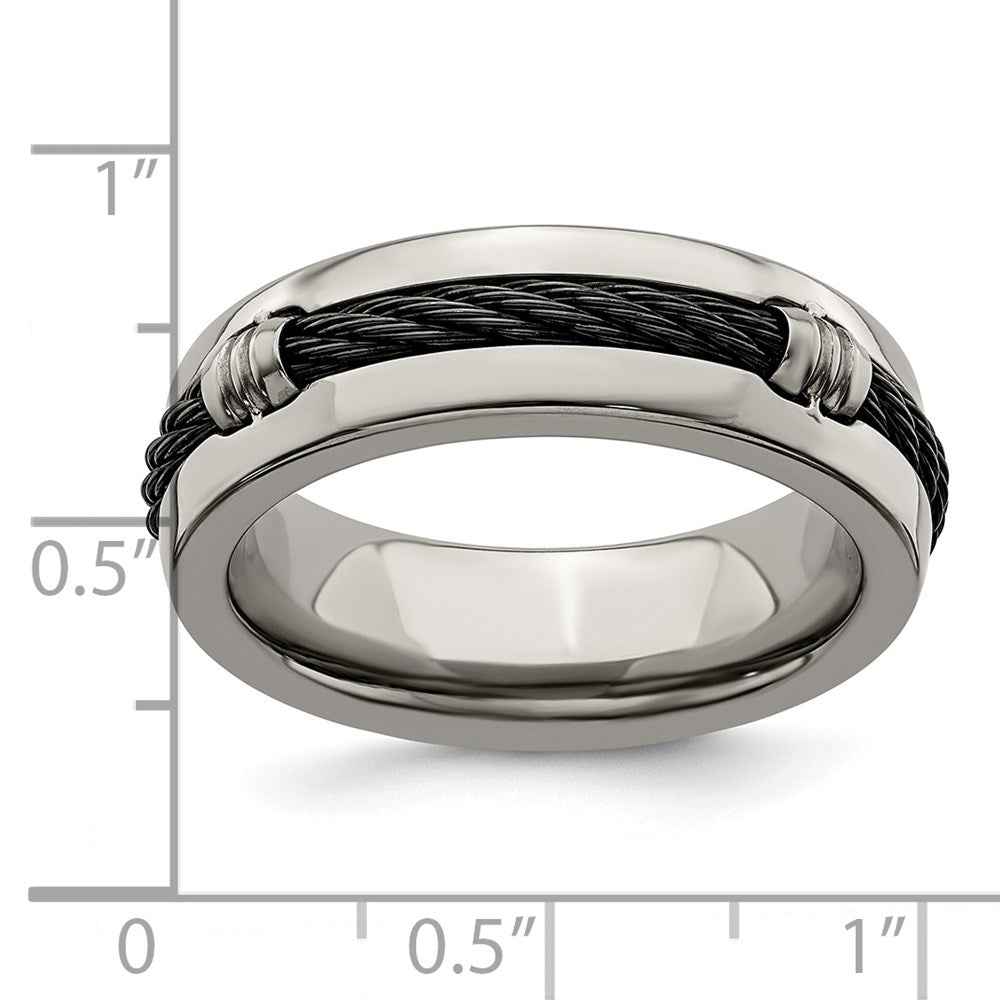 Edward Mirell Titanium & Cable Polished 7mm Band