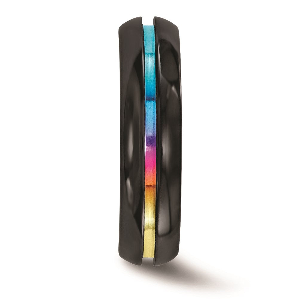Edward Mirell Black Ti Rainbow Anodized Center Polished 6mm Band