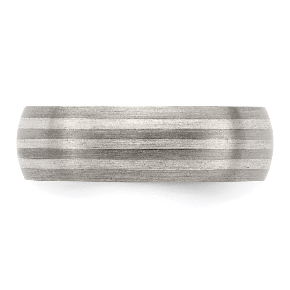 Edward Mirell Titanium with Sterling Silver Inlay Brushed 7mm Band