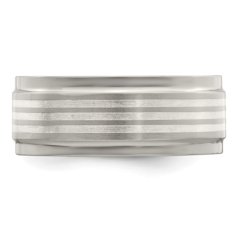 Edward Mirell Titanium w/Sterling Silver Inlay Beveled Edge 9mm Band