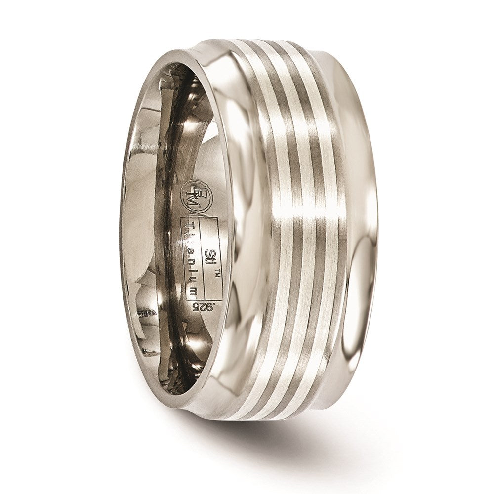 Edward Mirell Titanium w/Sterling Silver Inlay Beveled Edge 9mm Band