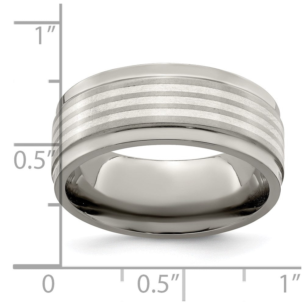 Edward Mirell Titanium w/Sterling Silver Inlay Beveled Edge 9mm Band