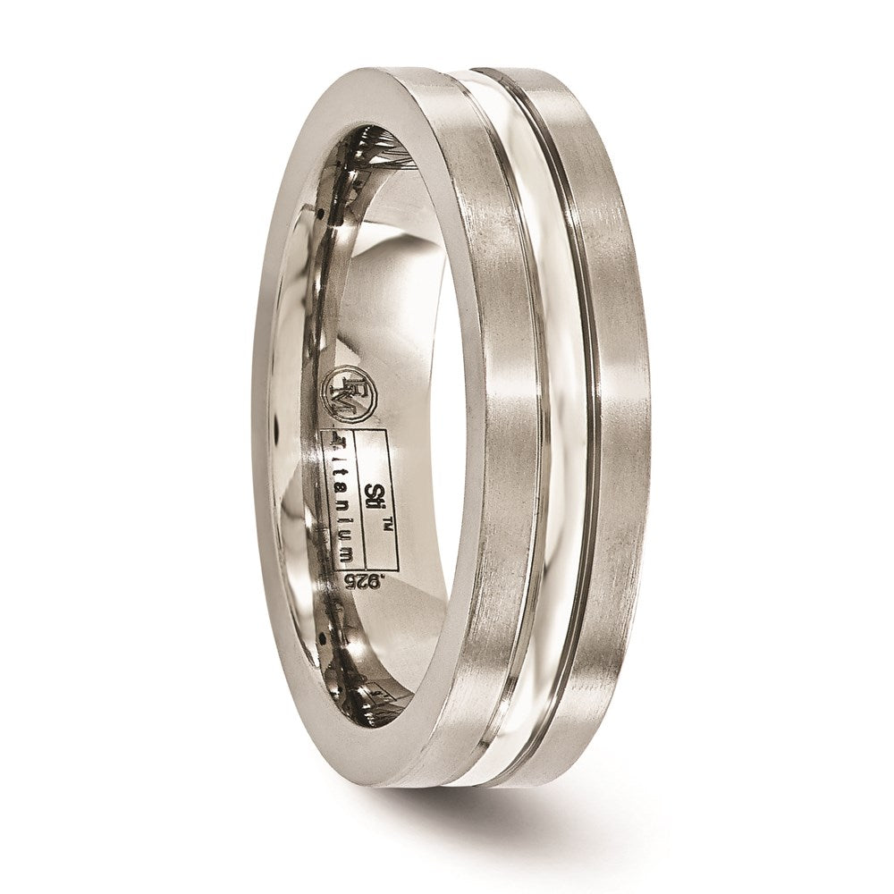 Edward Mirell Titanium Brushed&Polished w/Sterling Silver 6mm Band