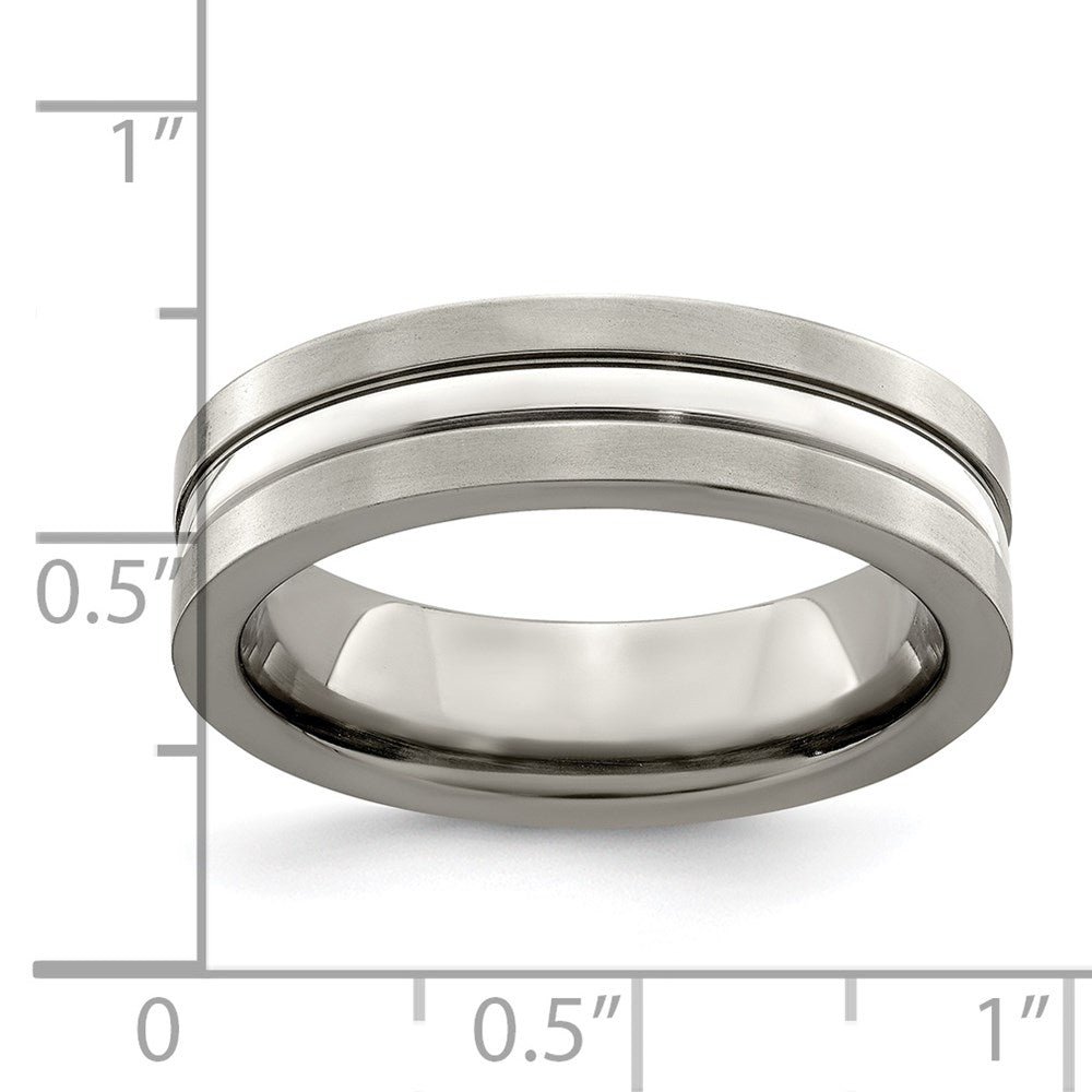 Edward Mirell Titanium Brushed&Polished w/Sterling Silver 6mm Band