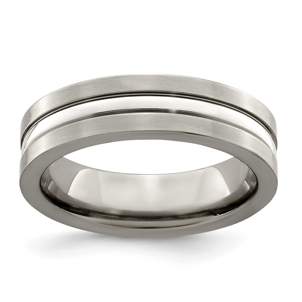 Edward Mirell Titanium Brushed&Polished w/Sterling Silver 6mm Band