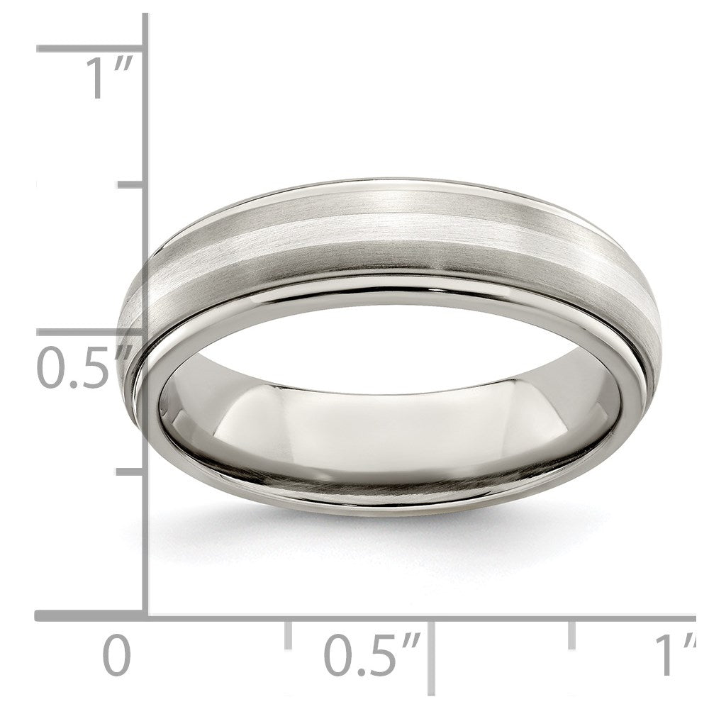 Edward Mirell Titanium Brushed&Polished w/Sterling Silver 6mm Band