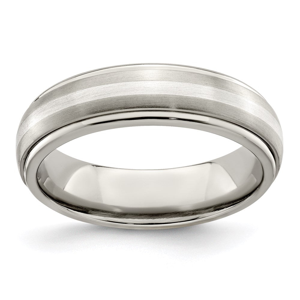 Edward Mirell Titanium Brushed&Polished w/Sterling Silver 6mm Band