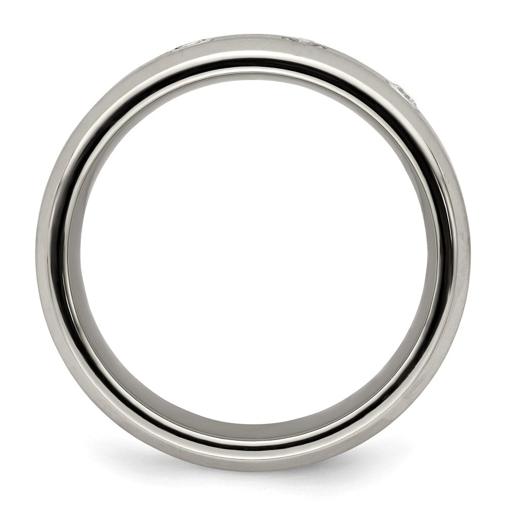 Edward Mirell Titanium Beveled .09 ct Dia w/Sterling Silver Bezel Band