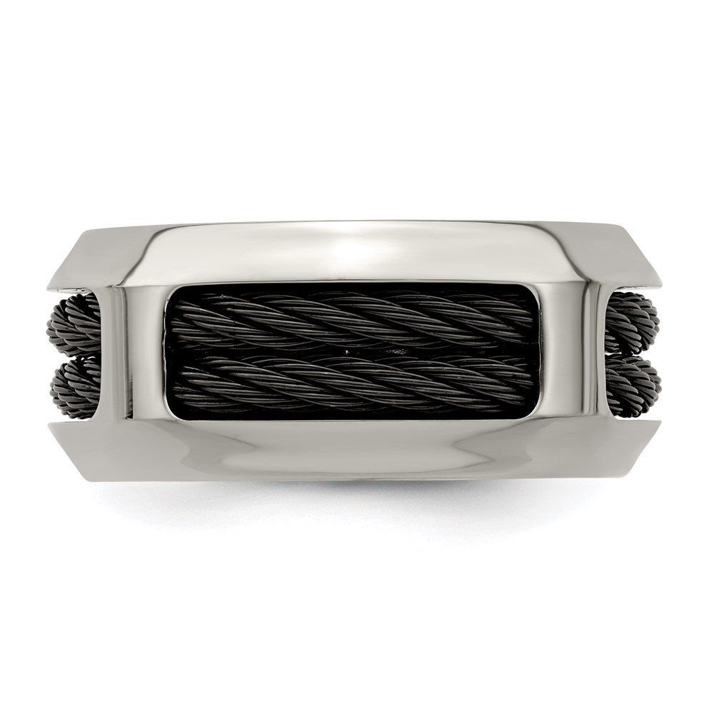 Edward Mirell Stainless Steel and Black Ti Double Cable 10.75mm Band