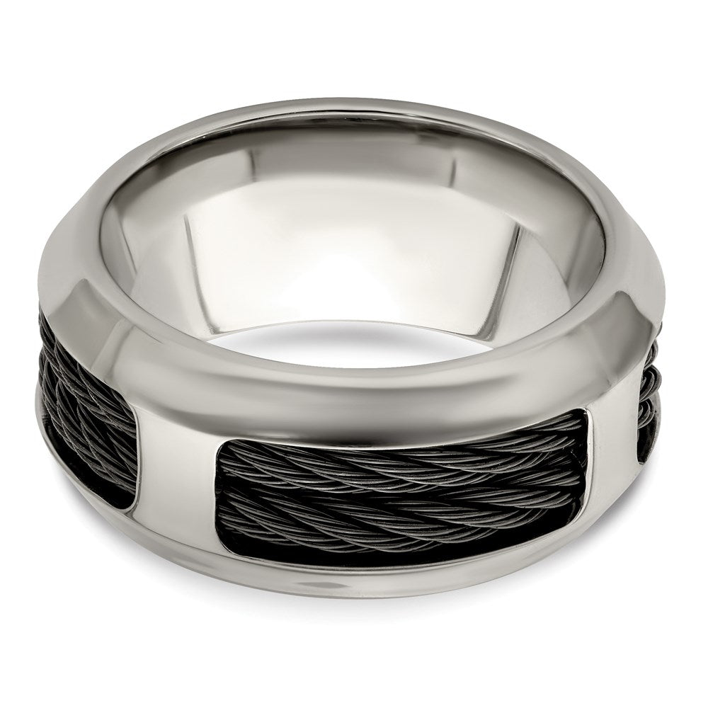 Edward Mirell Stainless Steel and Black Ti Double Cable 10.75mm Band