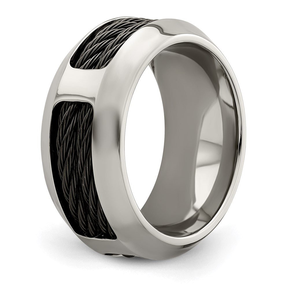 Edward Mirell Stainless Steel and Black Ti Double Cable 10.75mm Band